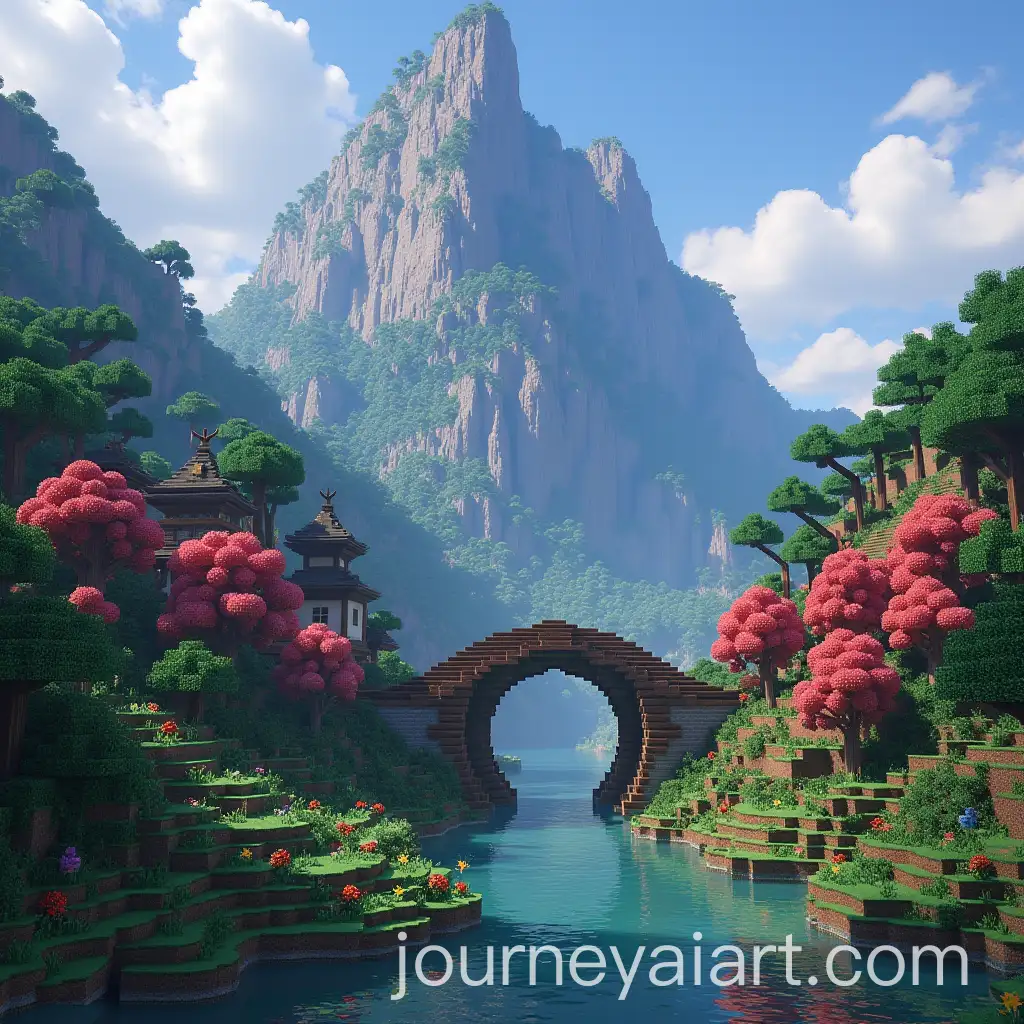 Minecraft-Cherry-Blossom-Village-with-Gated-Mountain-Entrance