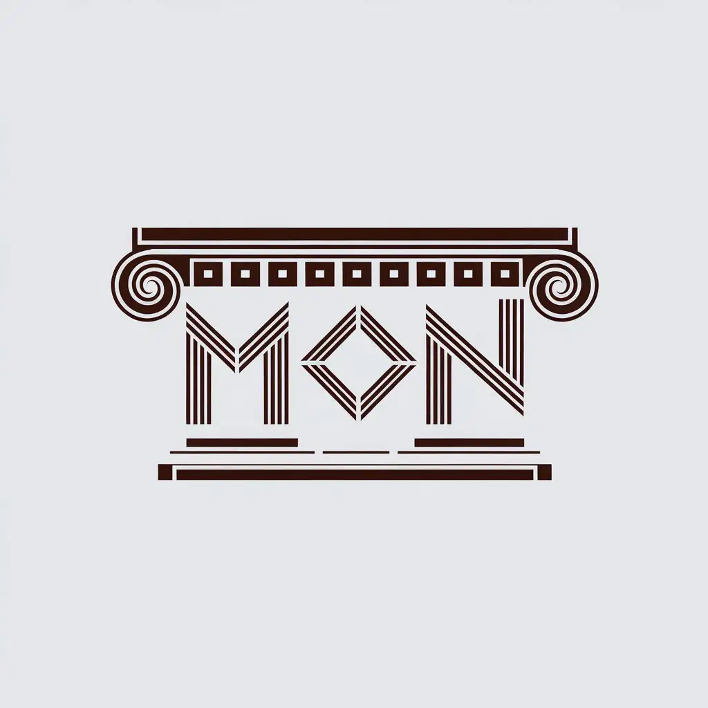 LOGO Design For MON Minimalistic Vector Logo with Ancient Greek Pillar Letters