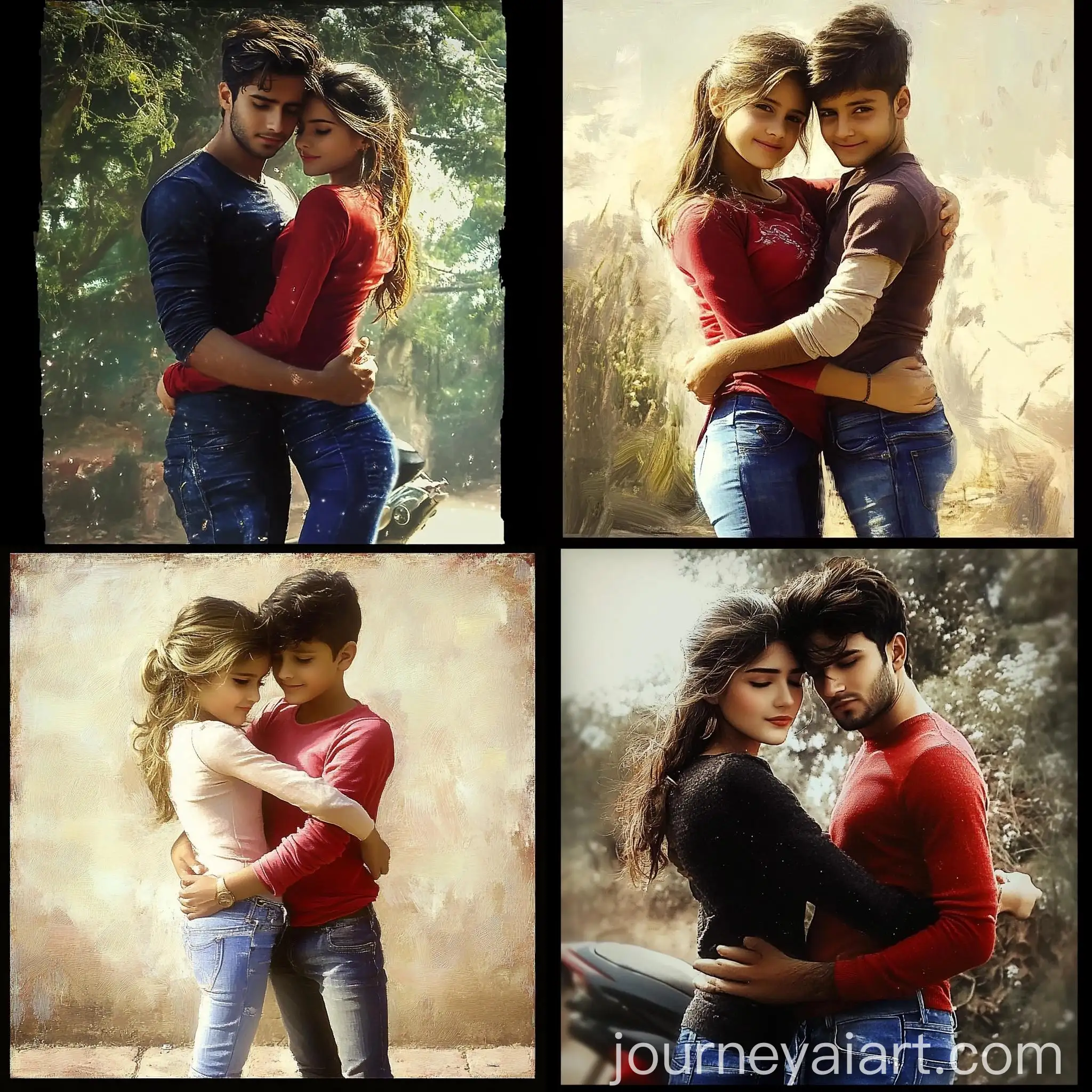 Girl-Embracing-Boy-in-Artistic-Style