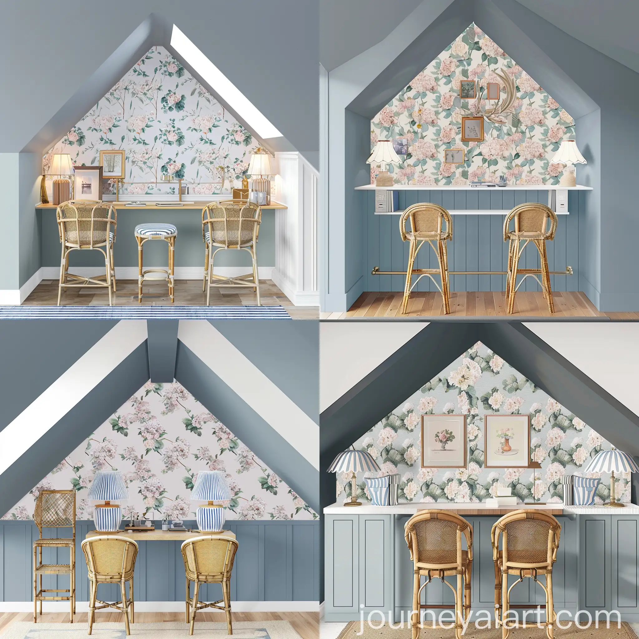 Real-Life-Room-Mockup-with-Sloped-Ceiling-and-Floral-Wallpaper