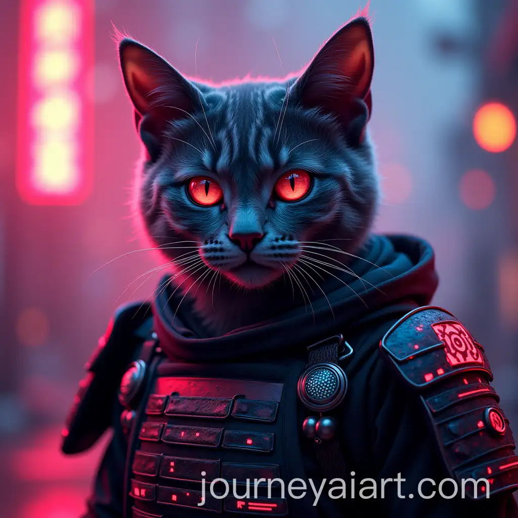 Cyberpunk-Cat-in-Neon-Samurai-Armor-with-CinematicAI-Art-Prompt-Expansion-Lighting