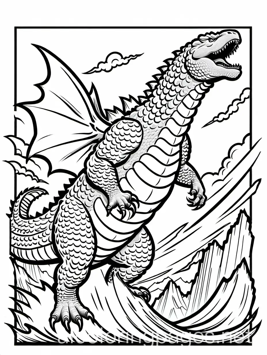 Godzilla-Flying-Against-a-White-Background-Coloring-Page