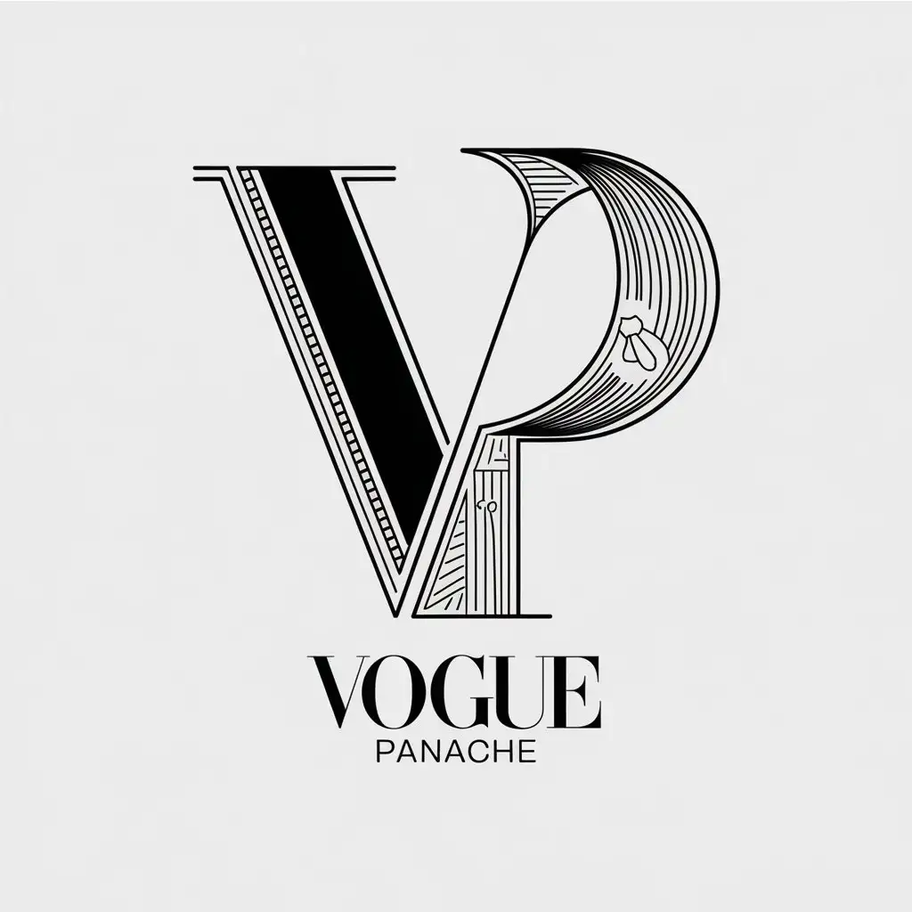 LOGO Design for Vogue Panache Chic Minimalist V and P Letters for Luxury Events