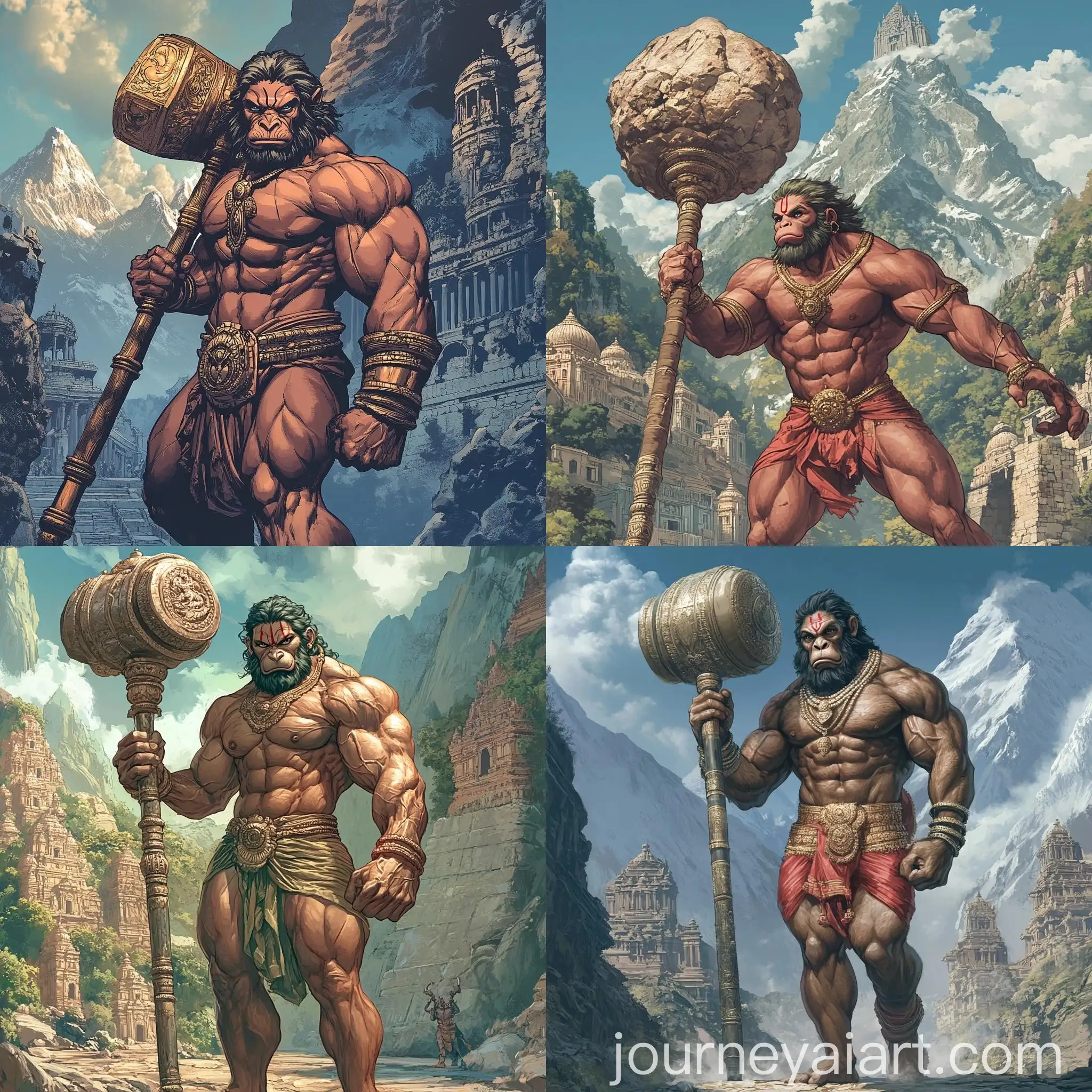 Muscular-Hanuman-with-Hindu-Mace-in-Comic-Book-Style