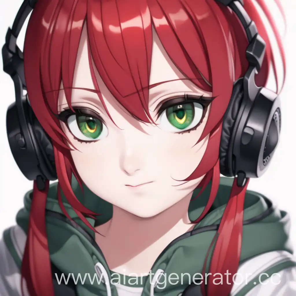 Anime-Redhead-Gamer-Girl-with-Dark-Green-Eyes-on-White-Background