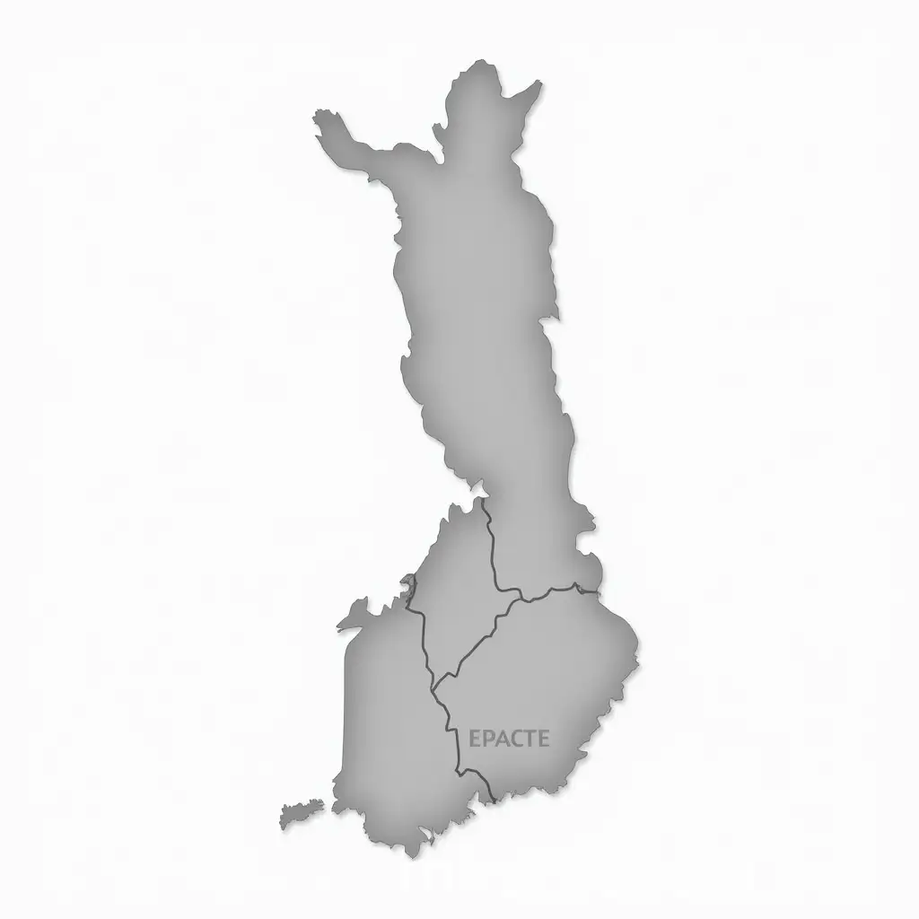 Simple Black and White Outline Map of Finland