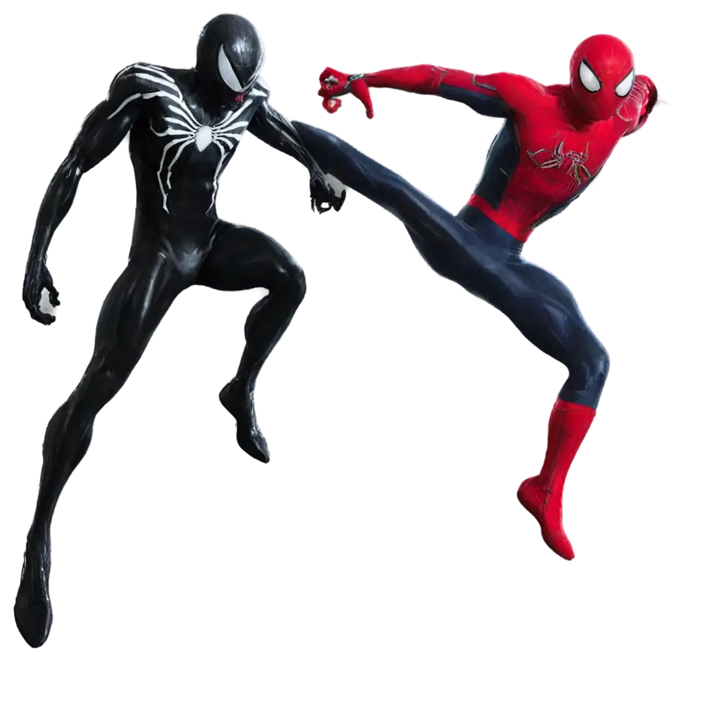 Tom-Hollands-Spiderman-in-Black-Suit-Fighting-Venom-HighQuality-PNG-Image