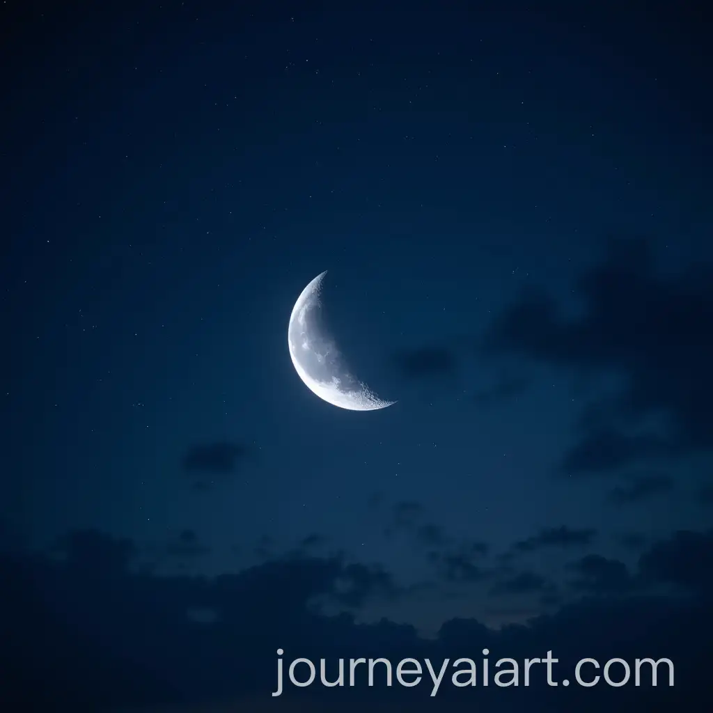 Starry-Night-Sky-with-Crescent-Moon-and-Cloudy-Atmosphere