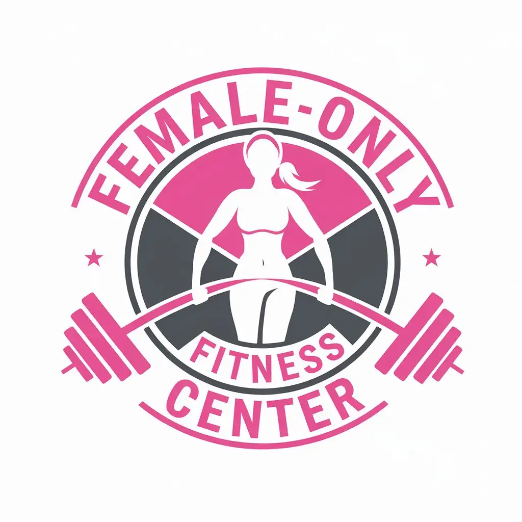 LOGO Design for FemaleOnly Fitness Center Vector Logo with Female Silhouette Symbol for Sports Fitness Industry