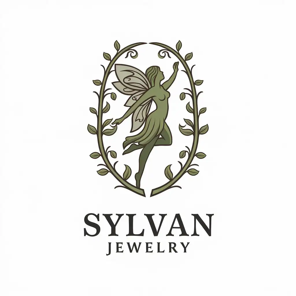 LOGO Design for Sylvan Jewelry Vector Logo Featuring a Fairy with Vines on a Clear Background