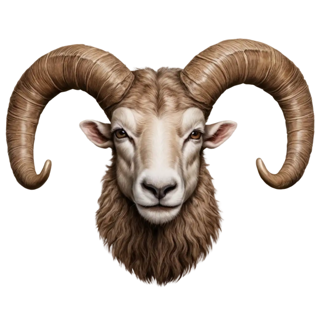 Realistic-PNG-Ram-Head-with-Large-Horns-Capturing-Natures-Majesty-in-HighQuality-Detail