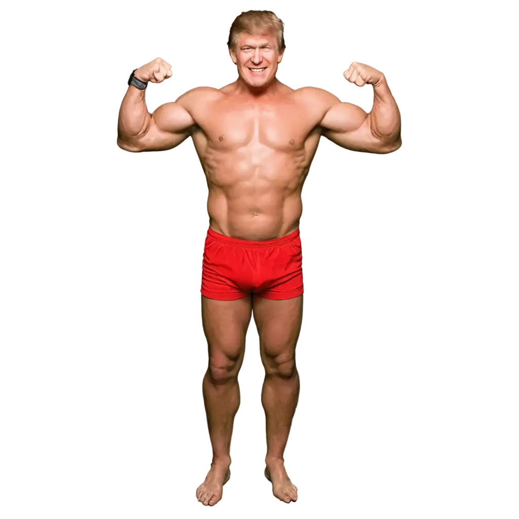 Donald-Trump-Bodybuilding-PNGAI-Art-Prompt-Analysis-Image-with-Exaggerated-Muscles-and-SixPack-Abs