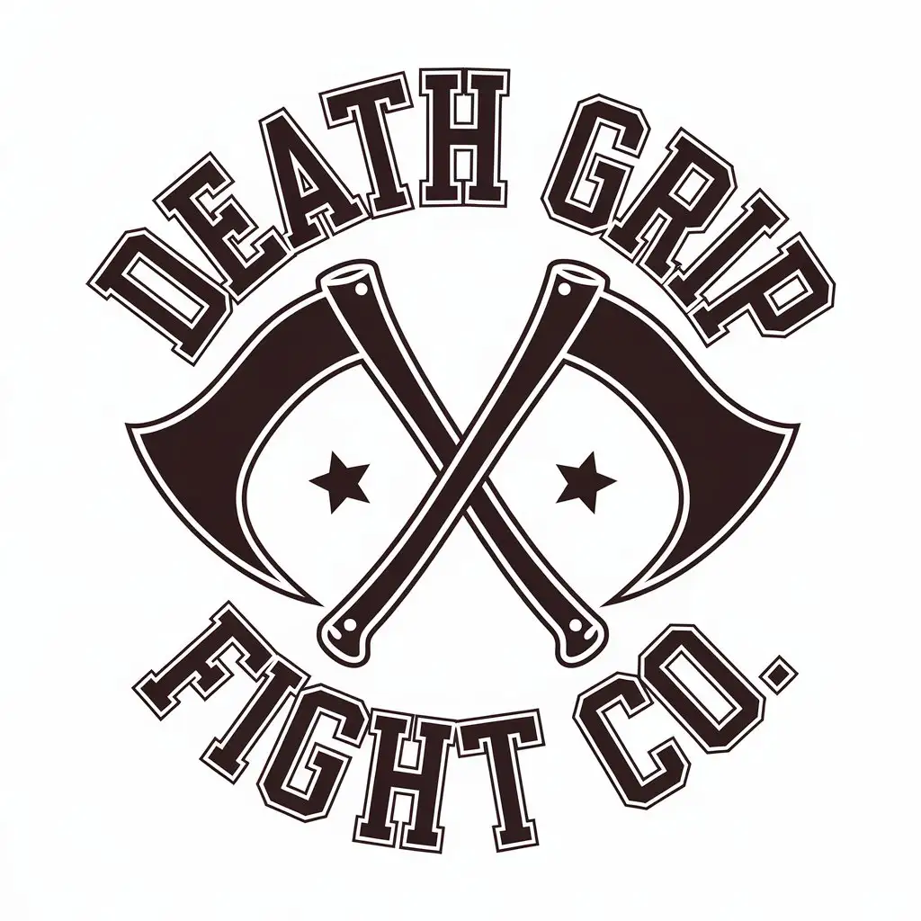 LOGO Design for Death Grip Fight Co Vector Logo with Crossed Scythes Symbol for Retail