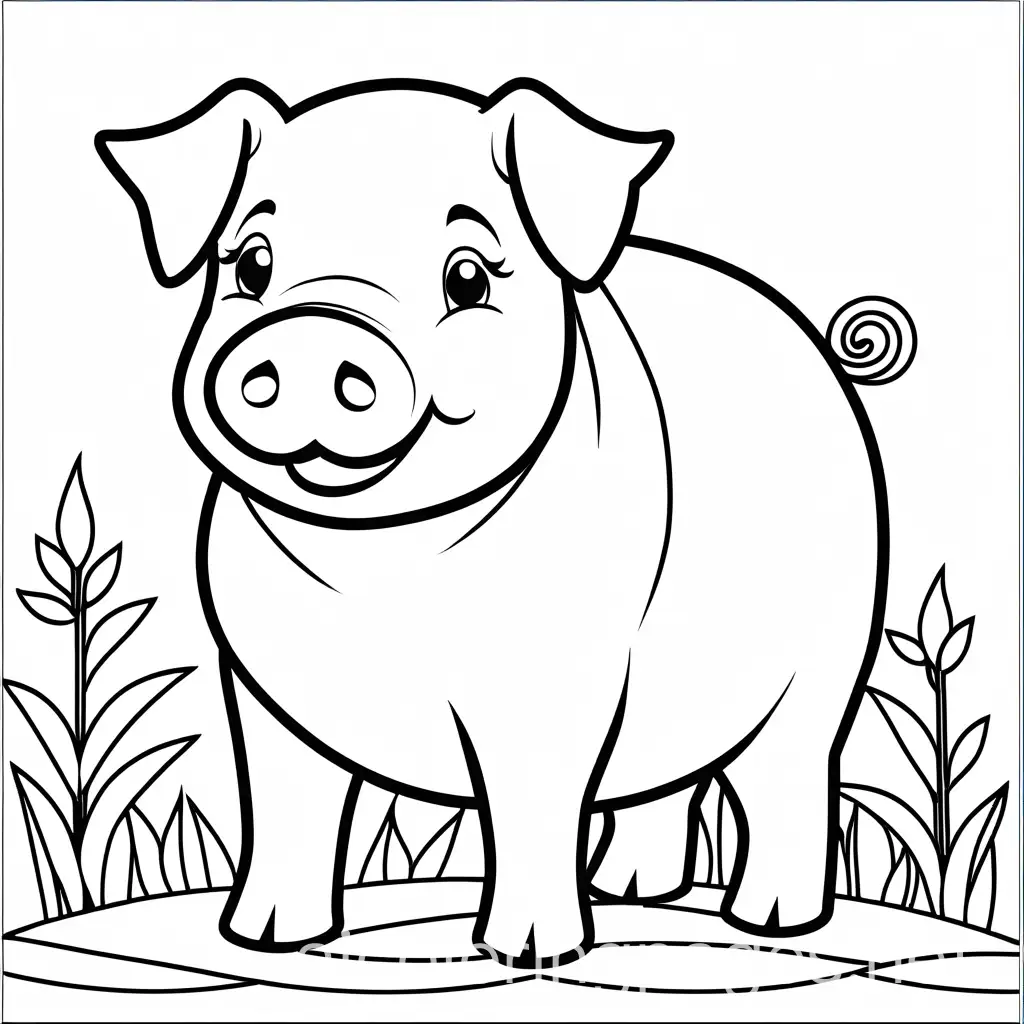 Simple-Pig-Coloring-Page-for-Children