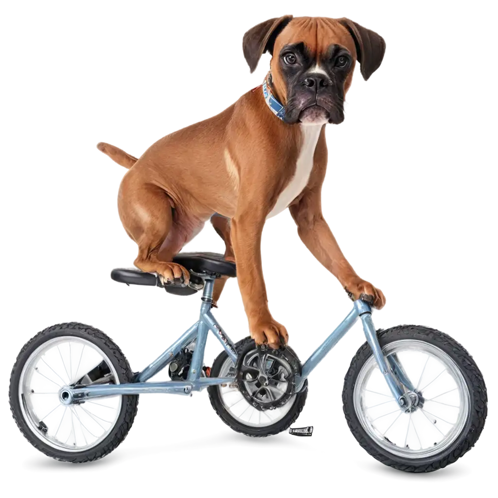 PNG-Image-Boxer-Dog-Riding-Tricycle-Playful-and-Whimsical-Illustration