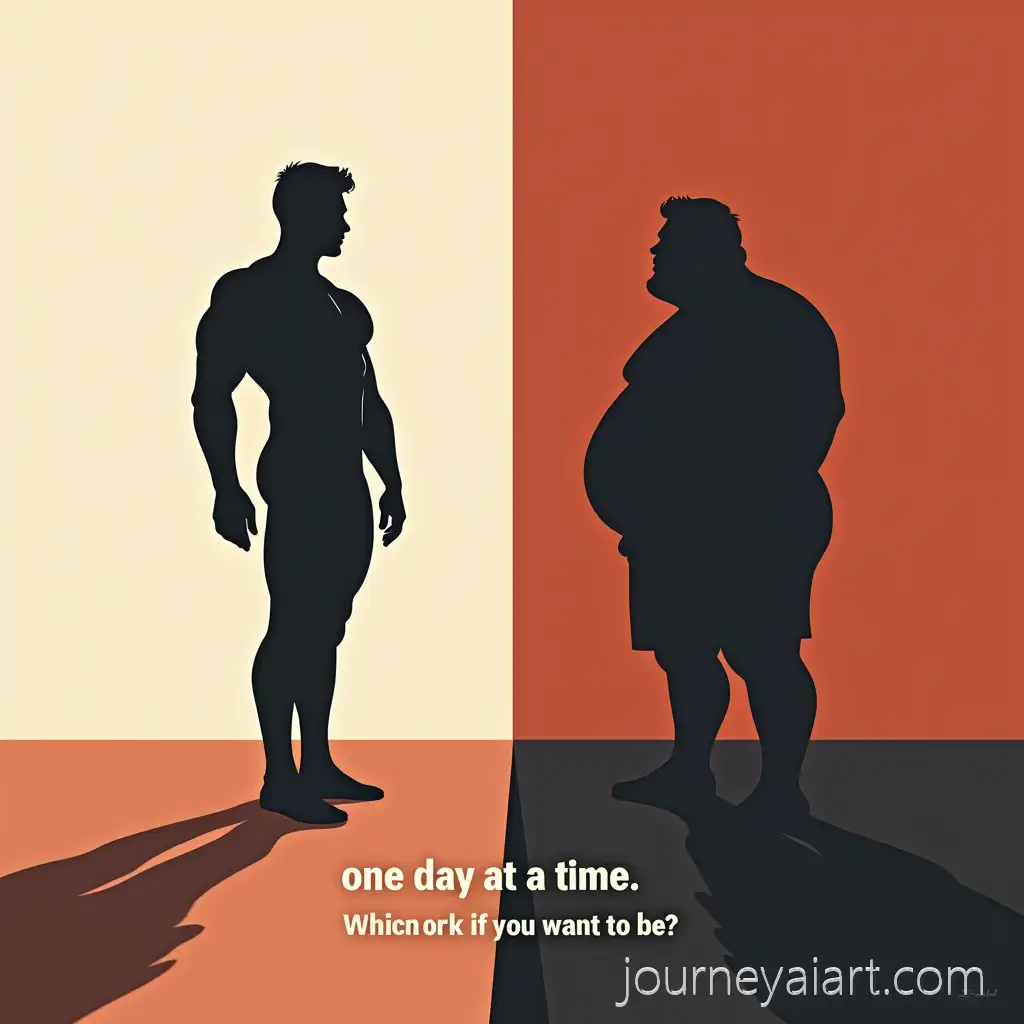 Motivational-SplitScreen-Silhouettes-Strong-vs-Overweight-Contrast