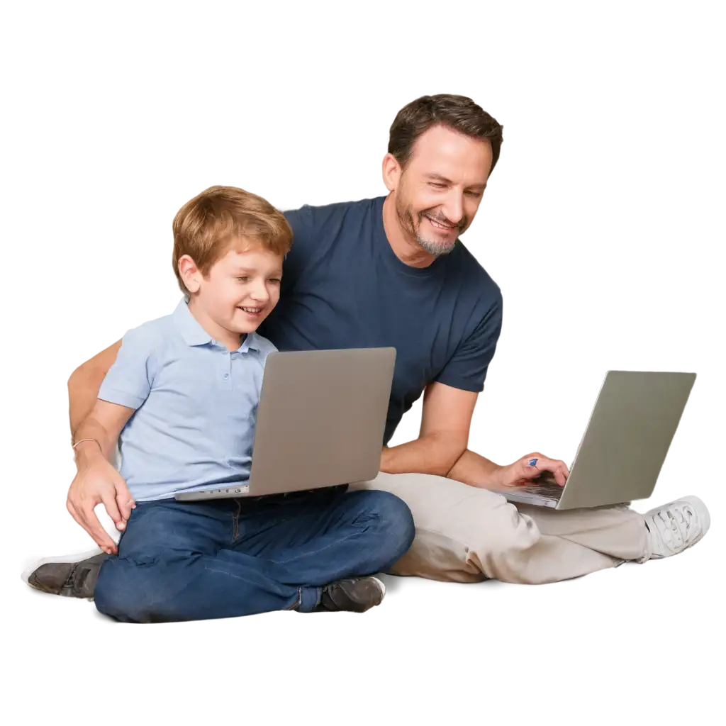 Father-and-Son-Using-Internet-PNG-Image-Technology-Bonding-Moment