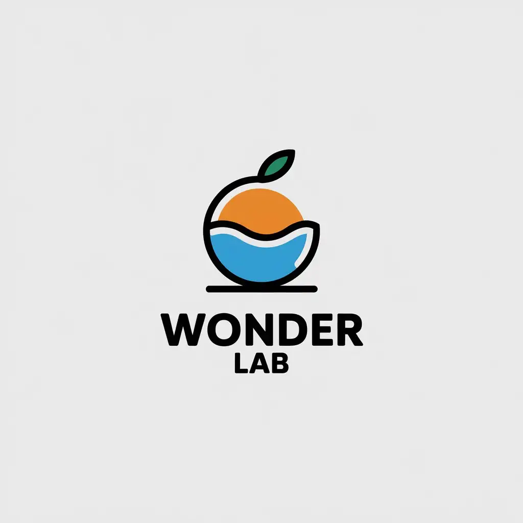 a vector logo design,with the text "Wonder Lab", main symbol:Fruit and water,Minimalistic,be used in Household chemistry industry,clear background