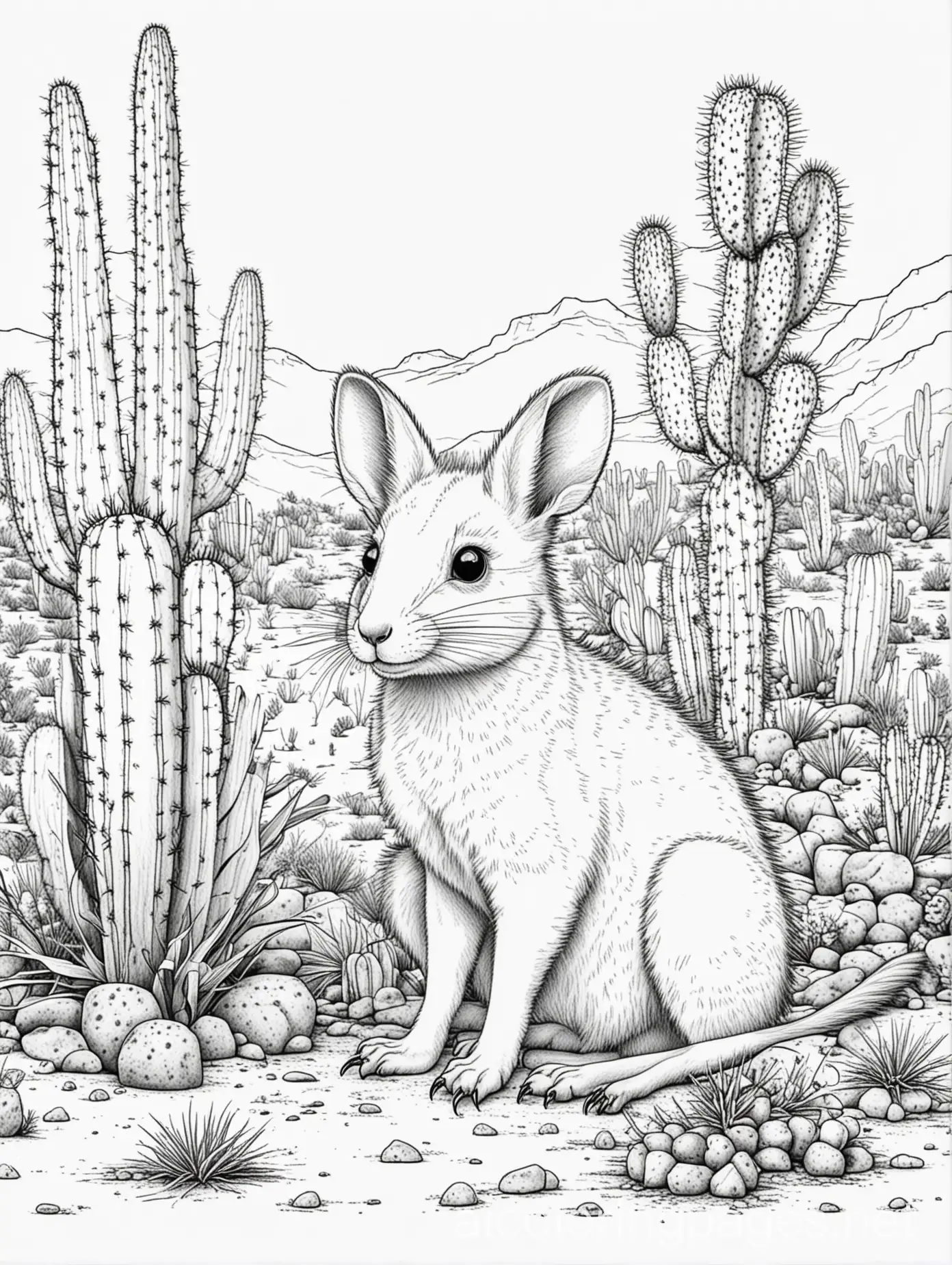 Cacti-and-Kangaroo-Rat-Coloring-Page