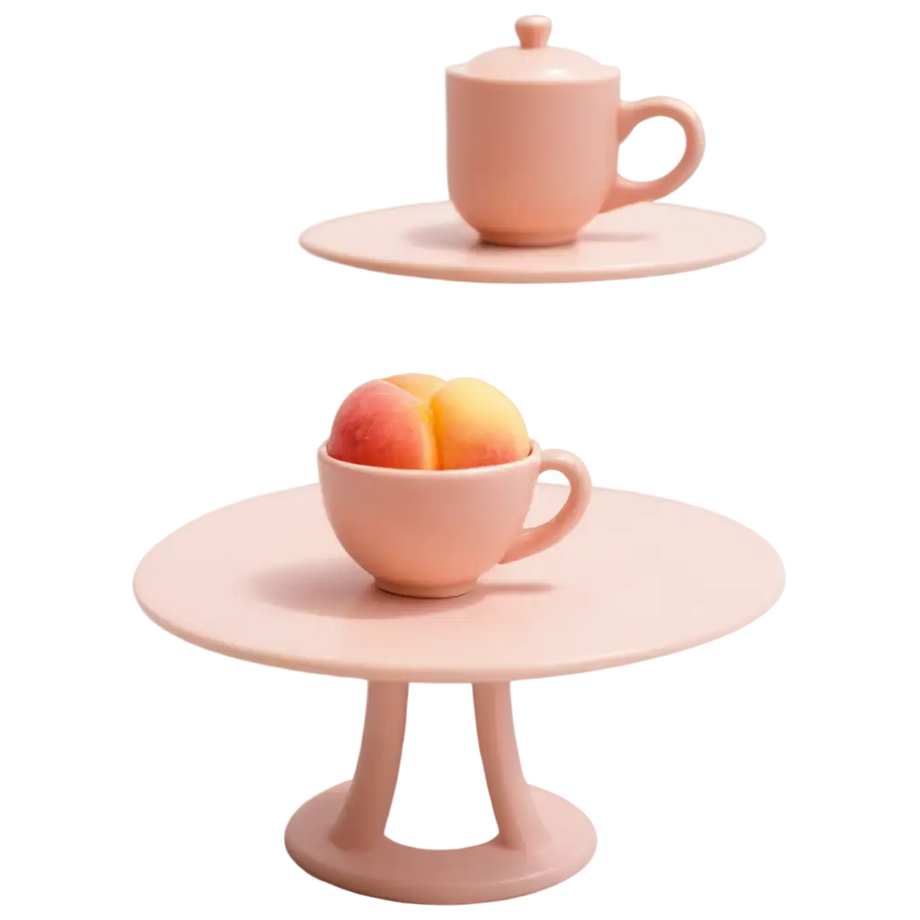 Mini-PeachColored-Cup-on-Doll-Table-PNG-HighQuality-Image-for-Creative-Use