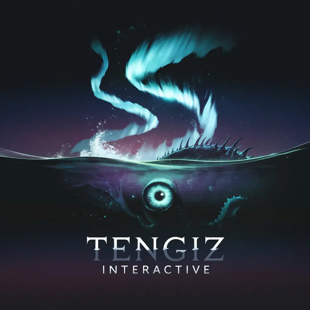 LOGO Design for Tengiz Interactive Glowing Aurora Dark Ocean and Mystical Sea Creature Theme