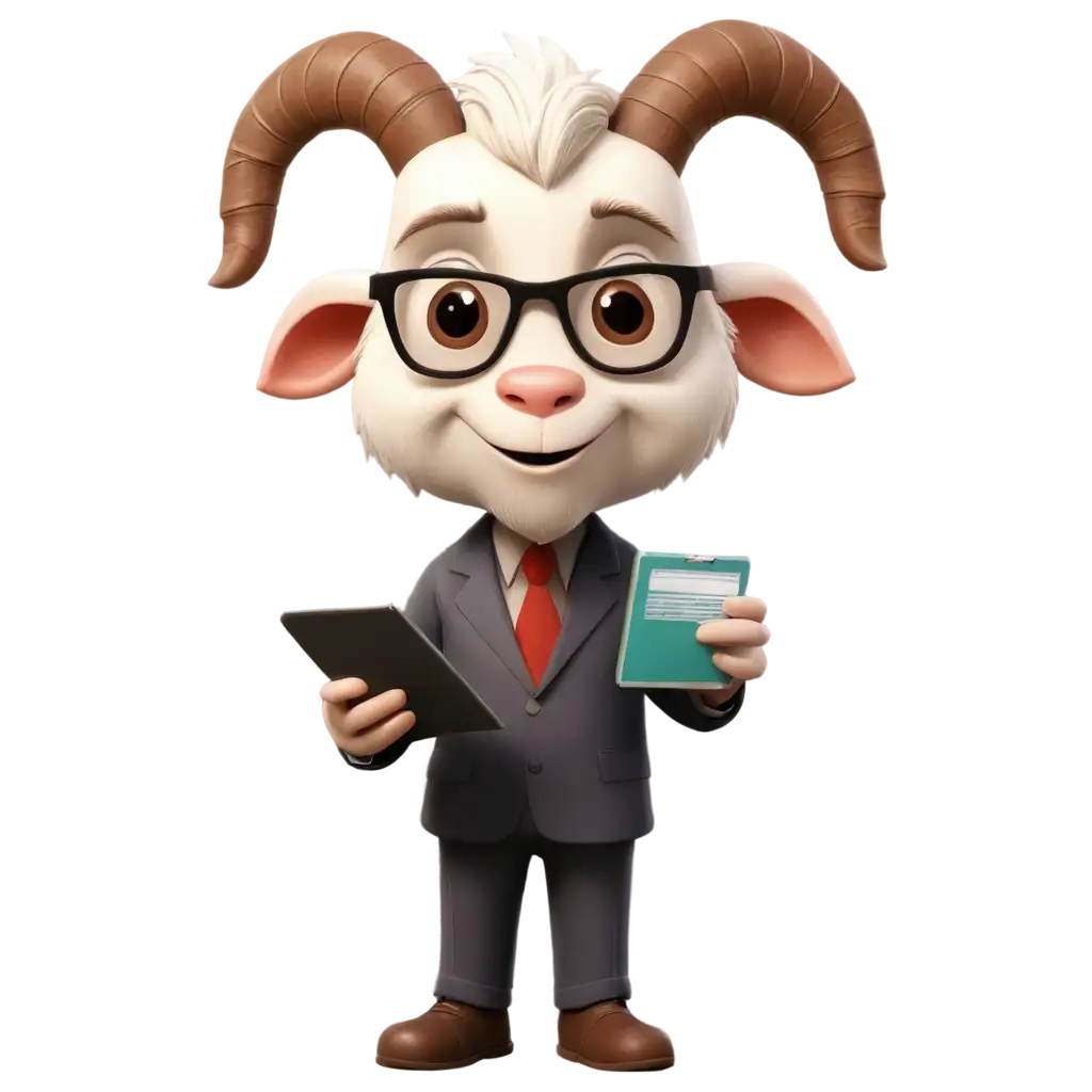 Cartoon-Goat-Man-Doing-Insurance-Work-PNG-Image-Quirky-and-Professional-Illustration