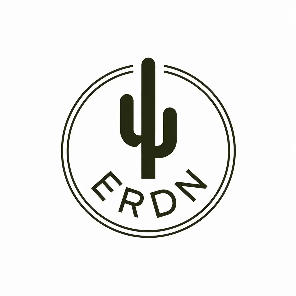 LOGO Design for ERDN Cactus Symbol with Circular Minimalist Style for Restaurant Industry