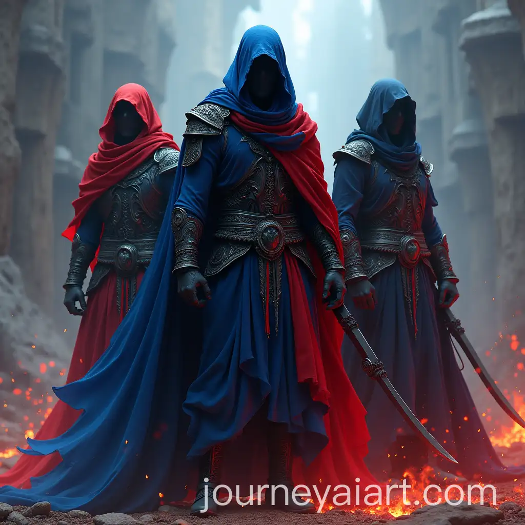 Dynamic-Dark-Fantasy-Arabian-Warrior-Characters-in-Black-Red-and-Blue