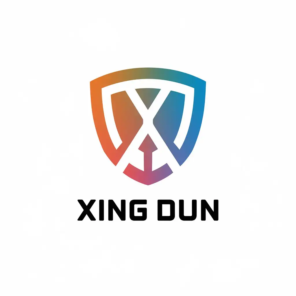 a vector logo design,with the text "Xing Dun", main symbol:shield,Moderate,be used in Technology industry,clear background