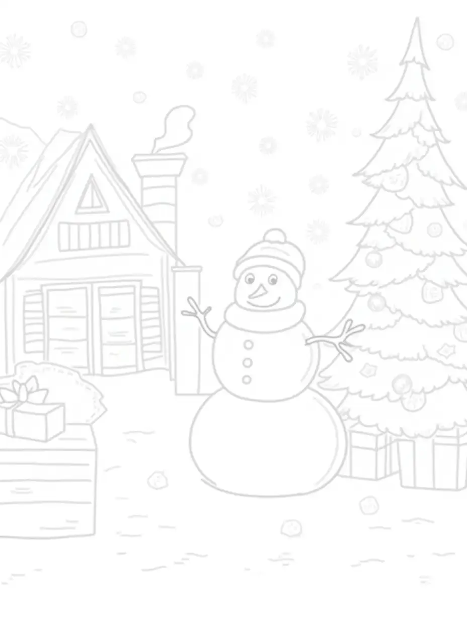 Festive-New-Years-Skit-for-Kids-with-Snowman-Christmas-Tree-and-Cozy-Cabin