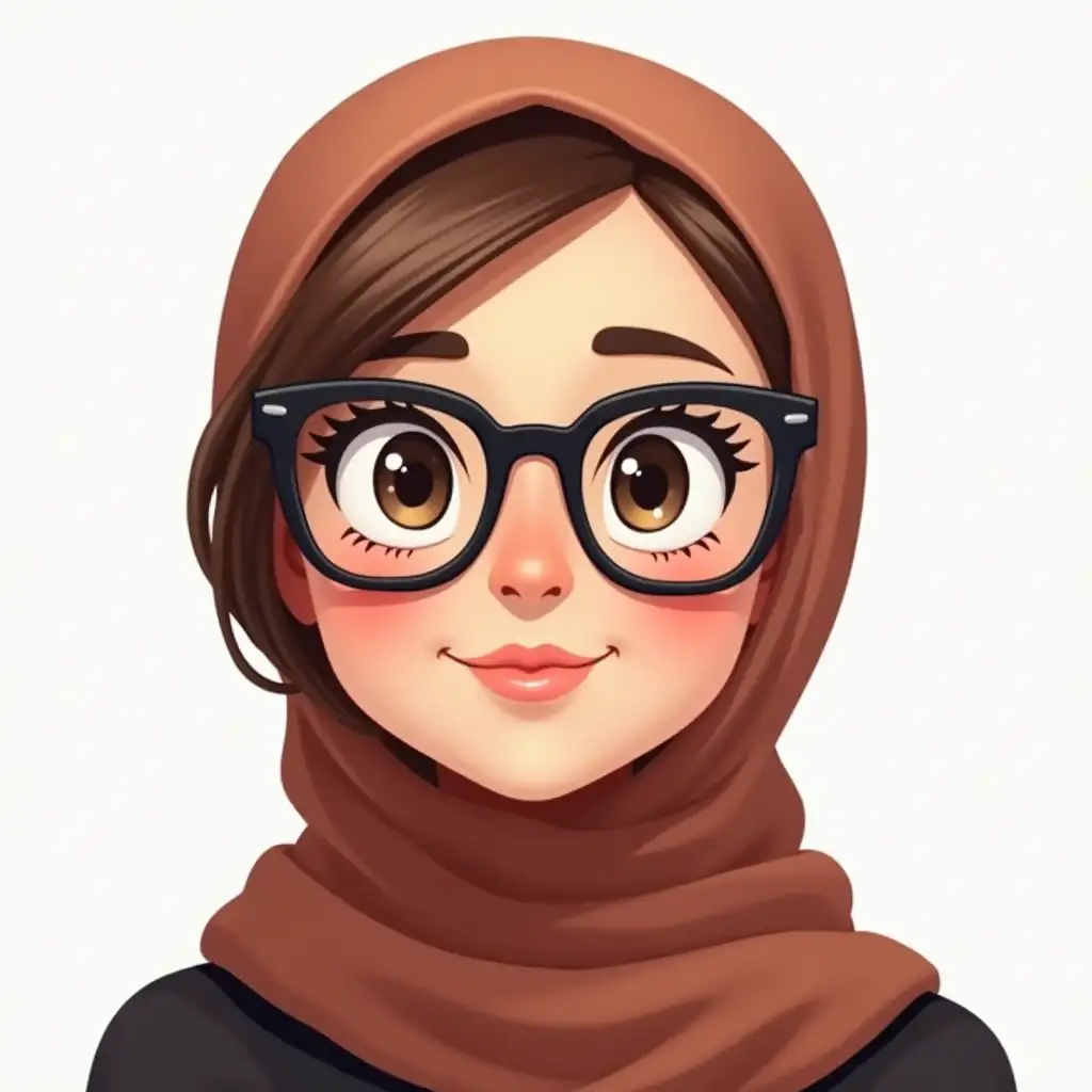 Pretty cartoon woman with glasses and hijab