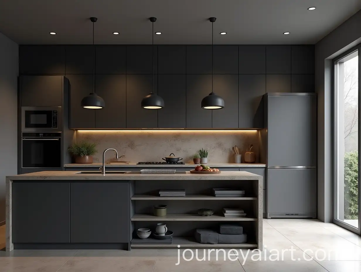 Modern-Minimalist-Kitchen-with-Graphite-Accents-and-Stylish-Lighting