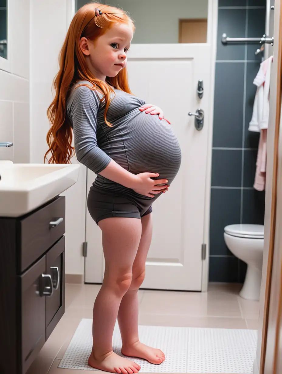 Young-Girl-with-Long-Ginger-Hair-and-Pregnant-Belly-in-Bathroom