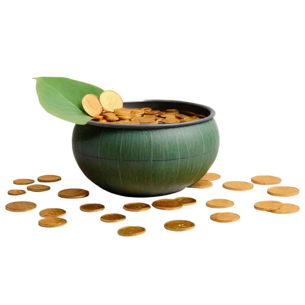 Gold-Coin-Pot-PNG-with-Lotus-and-Leaves-HighQuality-Image-for-Multiple-Uses