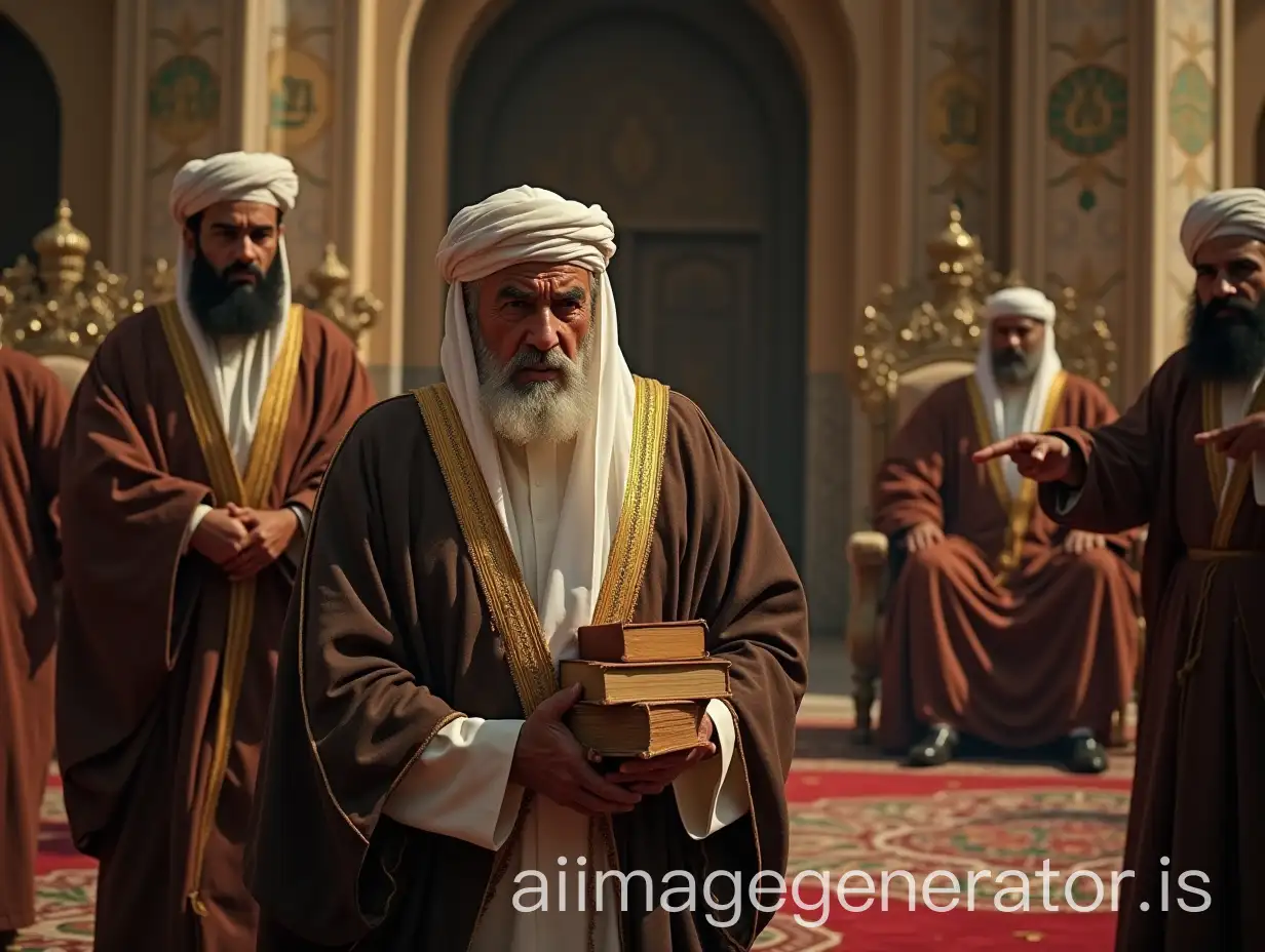 Elderly-Arab-Sheikh-Escorted-Out-of-Islamic-Palace-by-Stern-Guards