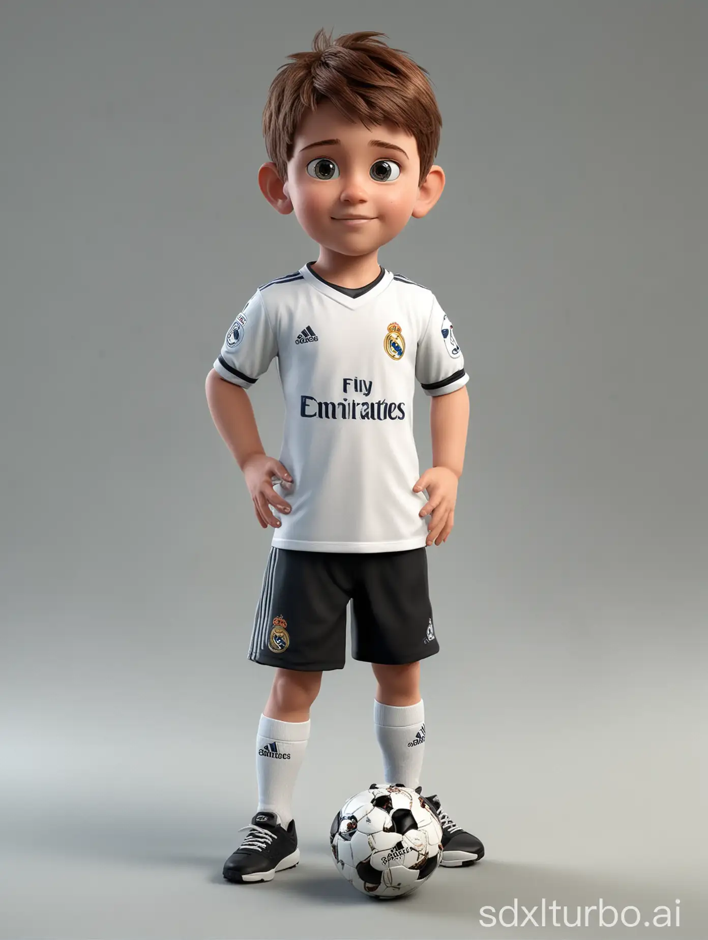 3d boy  of 5 years Real Madrid with ball