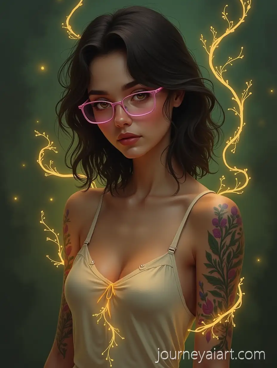 TattooedAI-Image-Expansion-Woman-Surrounded-by-Glowing-Vines-and-Botanical-Symbols-in-a-Mystical-Enchanted-Setting