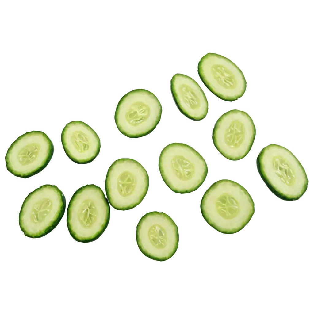 Flying-Cucumber-Slices-PNG-Isolated-on-White-Background-for-Crisp-Visual-Appeal