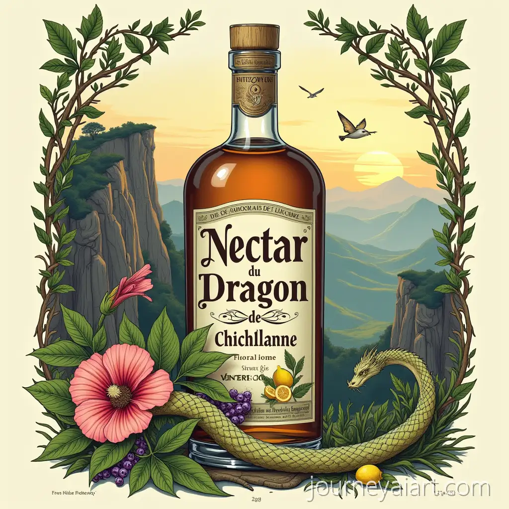 Vintage-LiquorAI-Image-Prompt-Expansion-Label-Design-Featuring-Mythical-Dragon-and-Floral-Elements