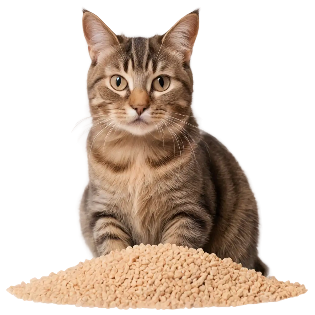 Adorable-Cat-Playing-with-WoodBased-Filler-in-Granules-Engaging-PNG-Image