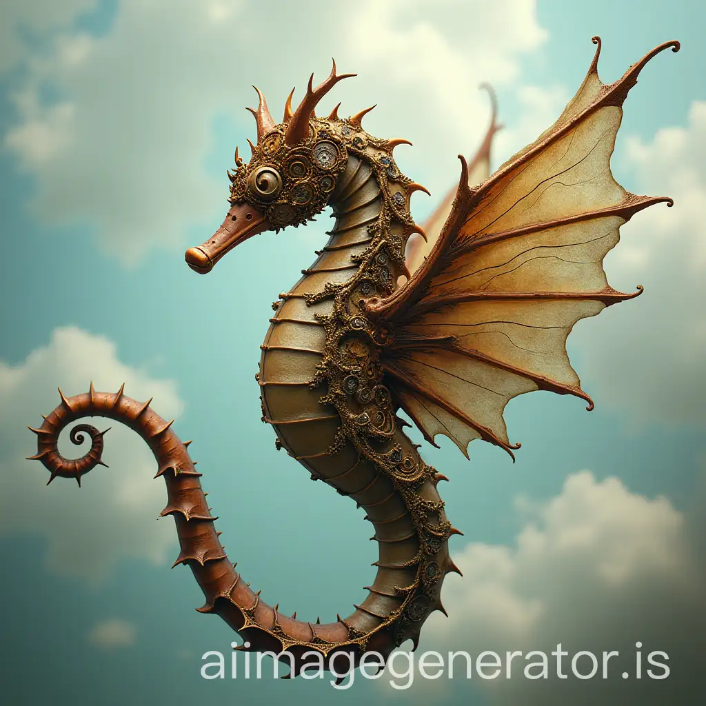 Steampunk-Flying-Seahorse-in-a-Fantastical-Sky