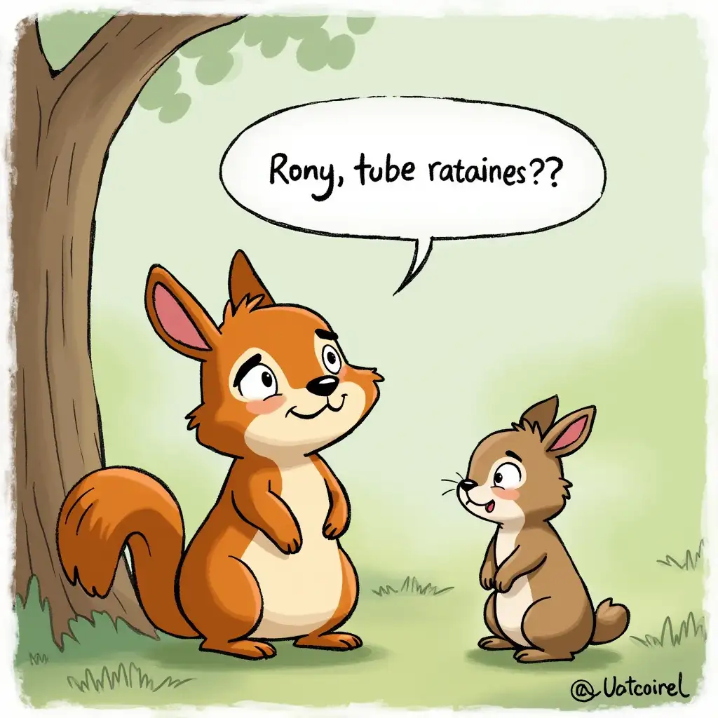 Bella the Squirrel: (Squinting, confused) Are you sure, Remy the rabbit? It sounded like something shiny.