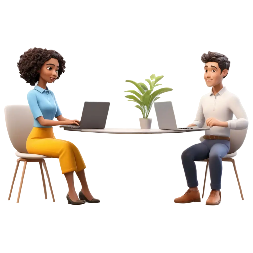 HighQuality-PNG-Image-3D-Illustration-of-a-Meeting-with-Laptop-and-Plant