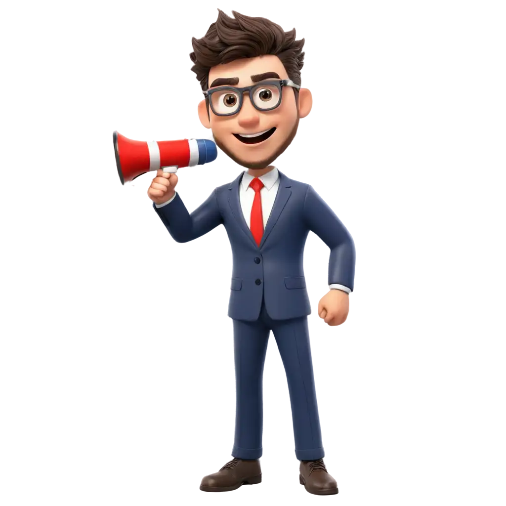 3D-Cool-Man-with-Suit-Holding-Megaphone-PNG-Image-for-Creative-Use