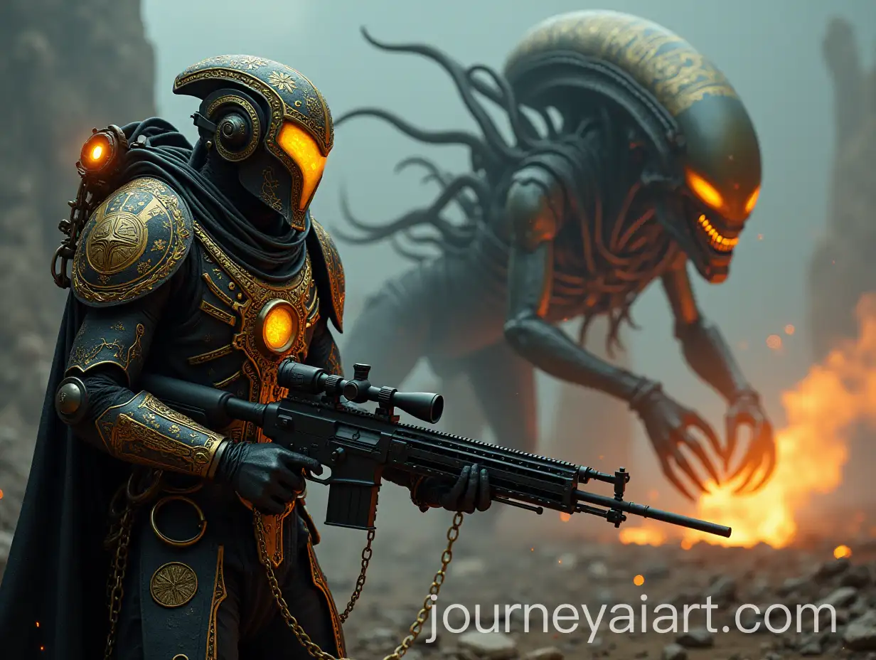 Epic-Battle-of-a-Space-Marine-Against-Alien-Horde-in-a-Wasteland