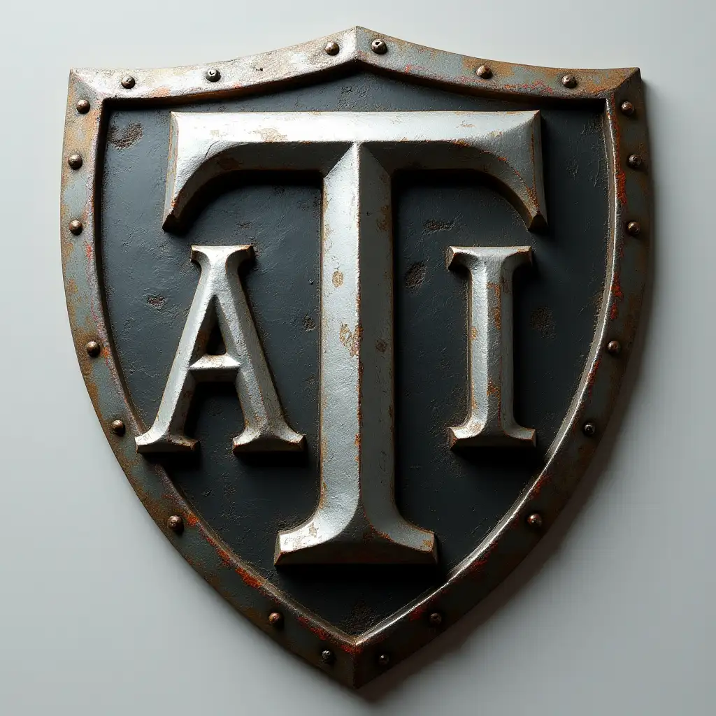 Shiny-Metal-Shield-with-T-A-and-I-Letter-Design