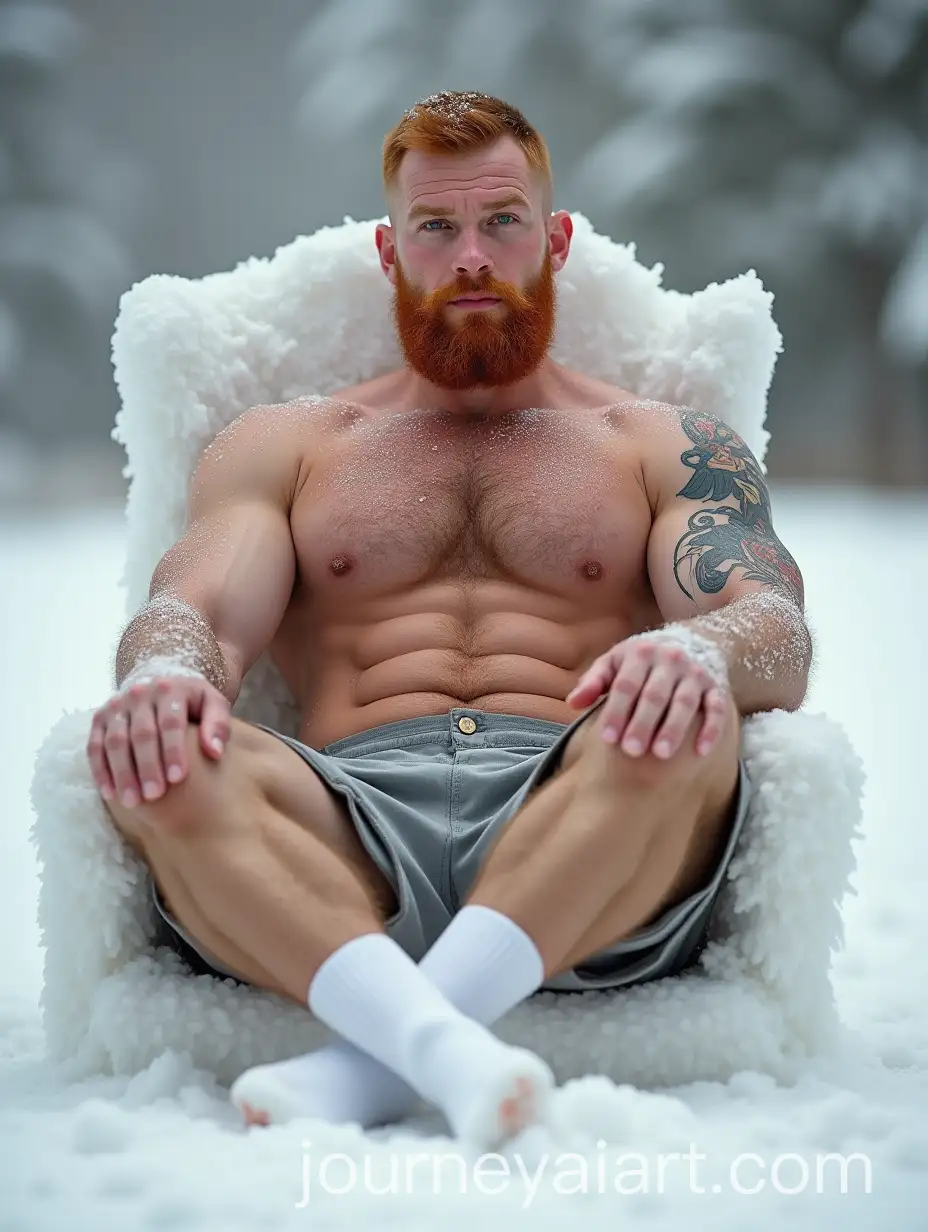 Handsome-35YearOld-Man-with-Ginger-Stubble-and-Tattoos-Sitting-on-Snow-Throne