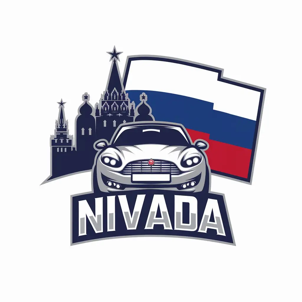 LOGO-Design-For-NiVada-Car-in-Front-of-Kremlin-with-Russian-Flag