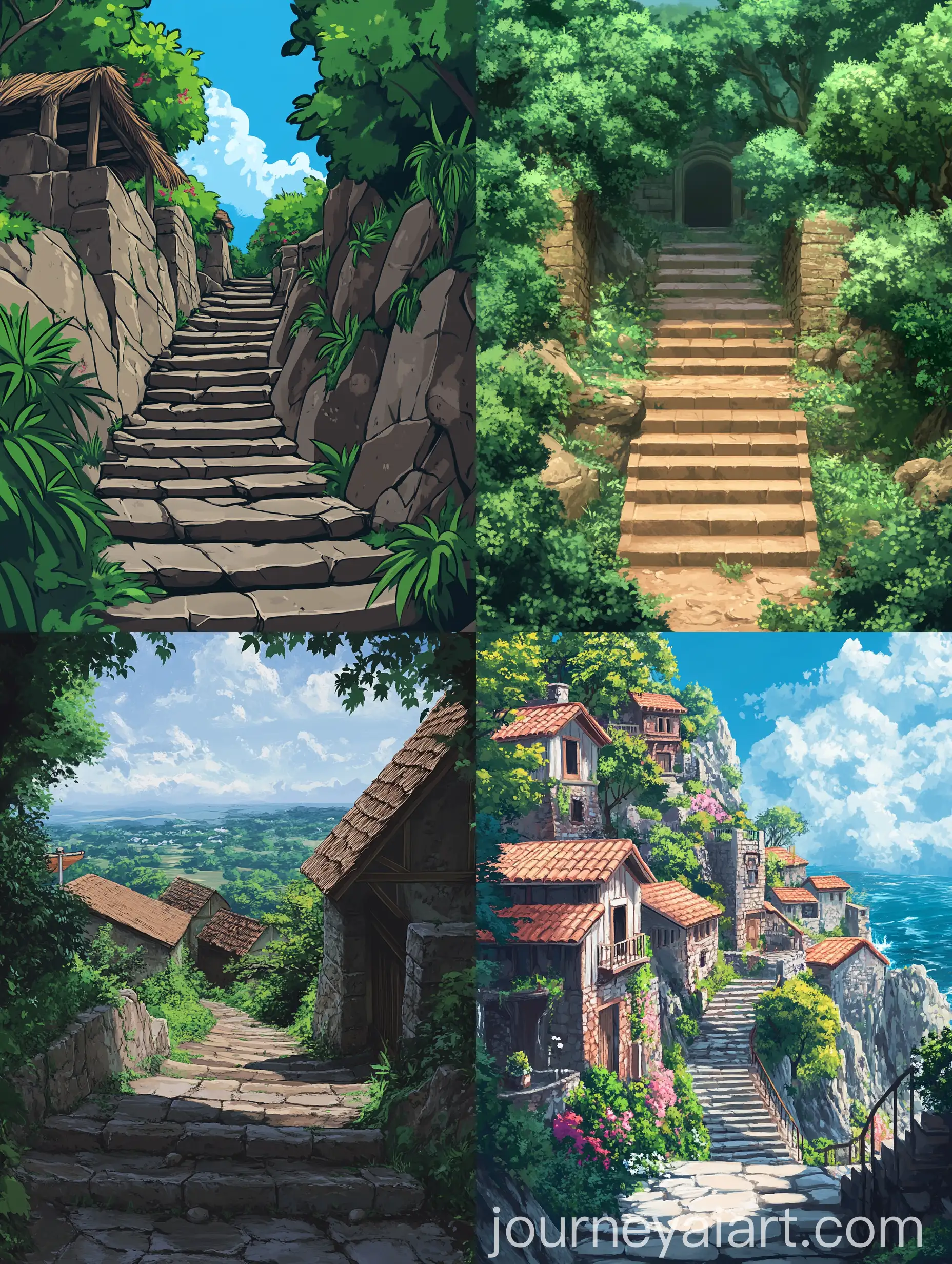 Ancient-Pokemon-Style-Village-Stairs-Background