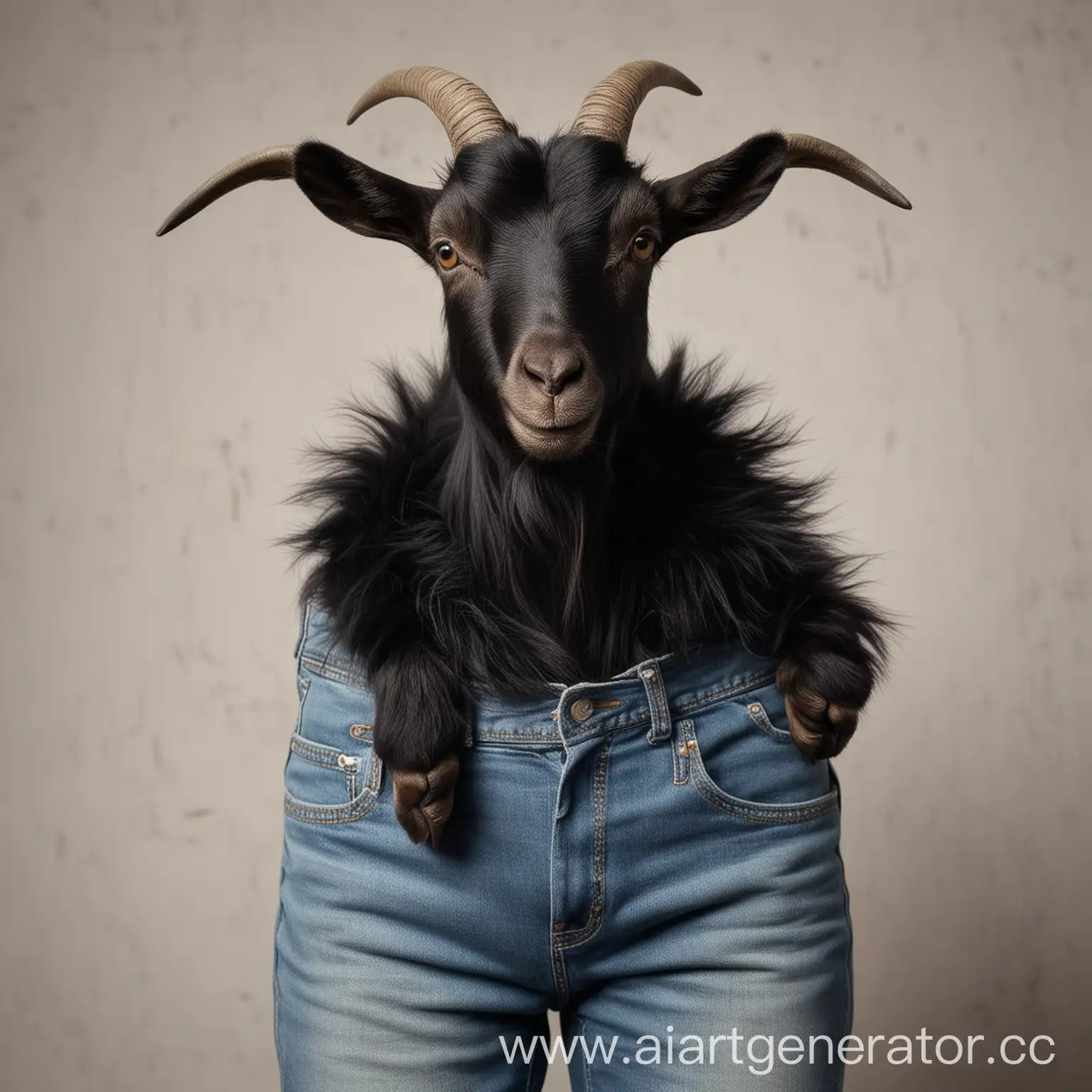 Anthropomorphic-Goat-in-Jeans-Clutching-Its-Rear